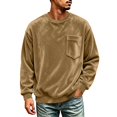 thumbnail image 3 of KICILVS Mens Sweatshirt Crewneck Fleece Pullover Long Sleeve Pocket Casual Winter Warm Top for Men Daily Wear Khaki, 3 of 9