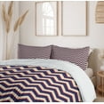 thumbnail image 5 of Navy Duvet Cover Sets, Zigzag Striped Design in Modern Colors with Art Fashion Chevron Lines Pattern, Bedding Set with 2 Duvet Covers & 4 Pillowcases, 2 Pack Queen Size, Purple Tan Red, by Ambesonne, 5 of 6