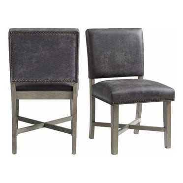 Pemberly Row Contemporary Dining Side Chair Set in Gray Finish