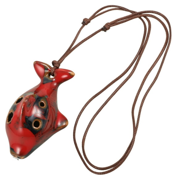 WASHWEPE Dolphin Ocarina Ceramic Red 1Pcs Resonant Sound For Performance