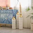 thumbnail image 4 of Aukfa Metal Decorative Tall Floor Vase,Set of 3 Large glazed Vases,22.83"/ 27.17"/31.5" H,Gold, 4 of 7
