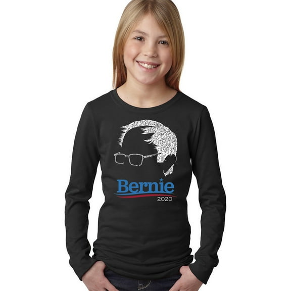 LA Pop Art Girl's Word Art Long Sleeve - Bernie Sanders 2020