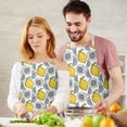 thumbnail image 3 of Yellow Lemon Fruit Slices White Pattern Apron-Garden Aprons for Women with Pockets-Cotton Linen Waterproof Kitchen Cooking Gardening Aprons Adjustable for Kitchen,Cooking,BBQ and Salon 33x27 Inch, 3 of 7