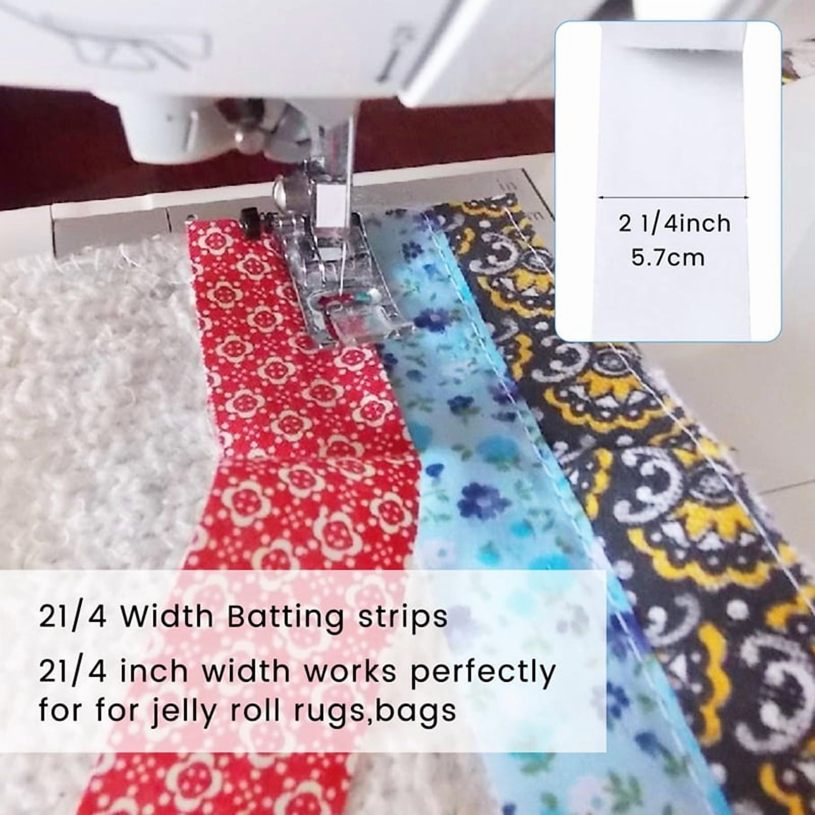 Batting Strip 2 1/4 Inchx50 Yard Cotton Blend Fleece BattingRoll for Needle Punched with 4 Fabric Tube Makers