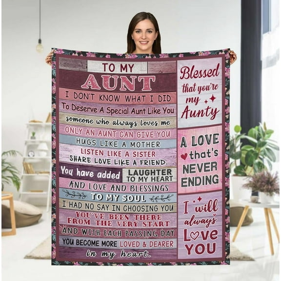 Aunt Gifts Blanket for Women, Blanket Gifts for Aunt Birthday Christmas, Auntie Blanket for Thanksgiving Day Mothers Day, Auntie Blanket Gifts from Niece Nephew 50"x60" Decor