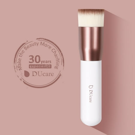 Dior Powder Brush DUcare Kabuki Foundation Brush Makeup Brushes Synthetic Professional Liquid Blending Mineral Powder Makeup Tools (Rose Golden and White) ()