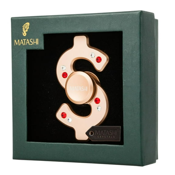 Rose Gold Plated Dollar Sign Spinner Christmas Ornament w/ Matashi Crystals | Holiday Tree Décor | Cheerful Hanging Decoration for Seasonal Beauty | Shiny, Metal Finish | Ornamental
