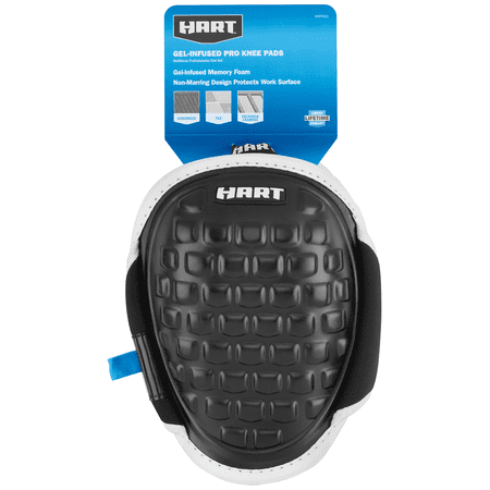 (2 pack) HART Gel-Infused Memory Foam Pro Work Knee Pads, One Size Fits All, 8.25" Assembled Product Height