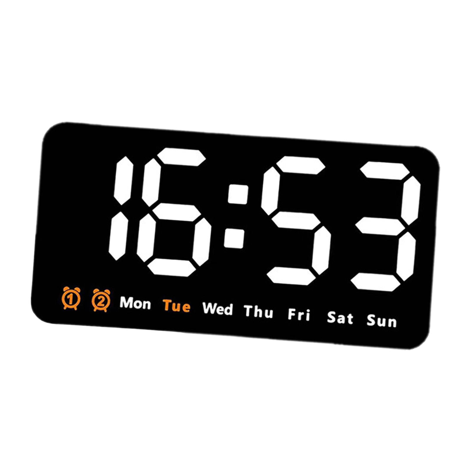 WLPZXP Digital Clock Desk Calendar Temperature Large Display LED Alarm Clock Wall Clock White