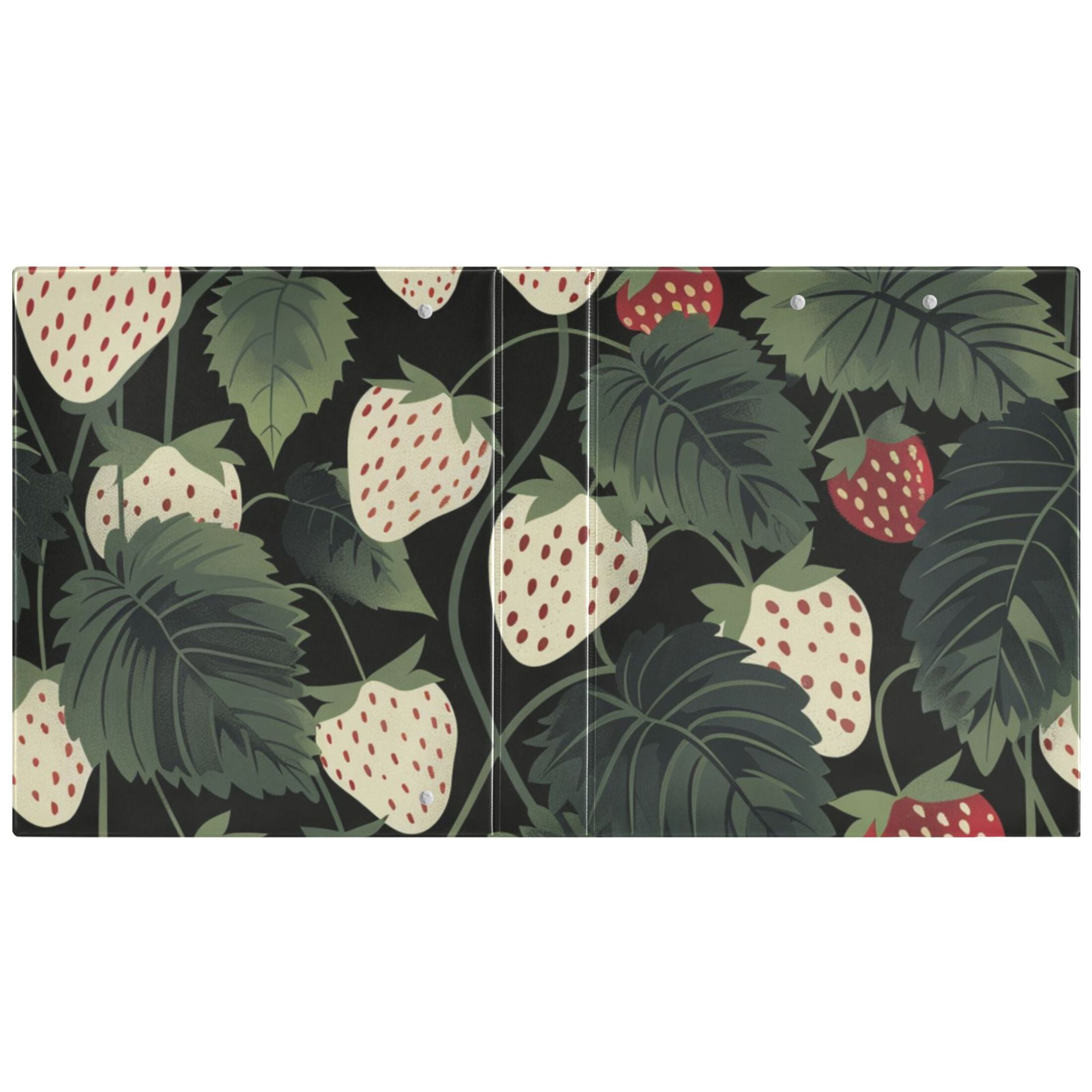 White Strawberries 3 Ring Binders 1.5 inch Hardcover File Folders with Interior Pockets A4 Size Organizer for School Office Hospital