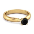 thumbnail image 2 of Solitaire 0.25 Cts Round Cut Black Spinel 925 Sterling Silver Gold Vermeil Promise Women Valentines Day Gifts Ring, 2 of 3