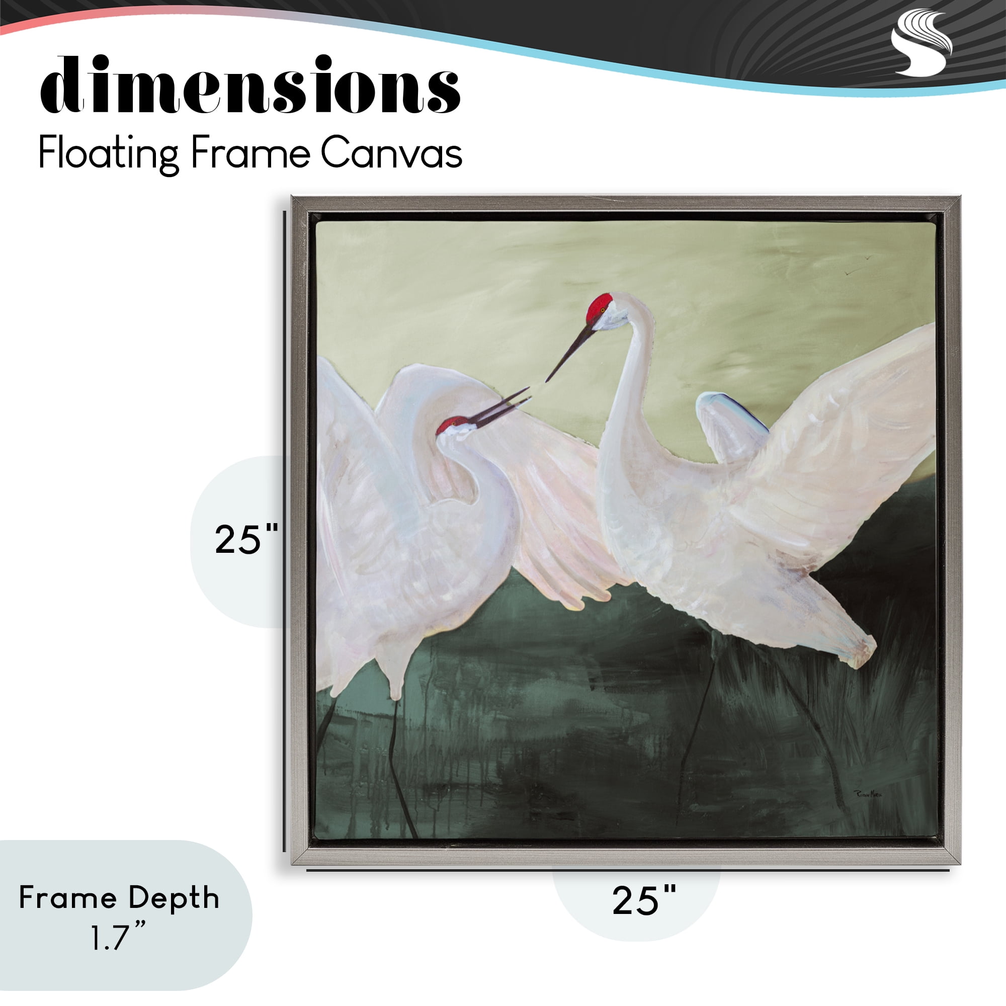 Stupell Industries White Sandhill Cranes Gray Framed Floater Canvas Wall Art, design by Robin Maria