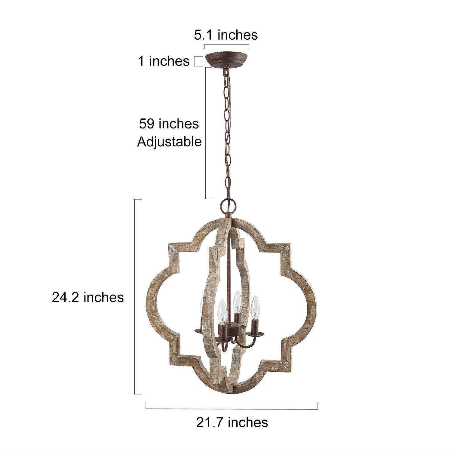 LNC 4-Light Distressed Wood and Bronze Farmhouse Lantern Chandelier