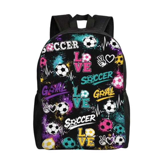 Sports Soccer Backpack Full Front Print Travel Laptop Bag for Men and Women