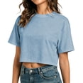 thumbnail image 5 of XIAONU Women Cropped T Shirt Short Sleeve Crew Neck Casual Summer Basic Top, 5 of 7