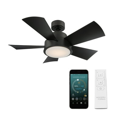 Vox Indoor and Outdoor 5-Blade 38in Smart Ceiling Fan in Matte Black with 3000K LED Light Kit and Remote Control