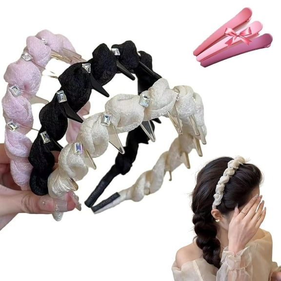 Upliftjoys Headband, 3 Packs Retro High Skull Pearl Headband, Non-Slip Comfortable Simple Retro Headband, Vintage High Cranium Artificial Pearls Hairband, Decorative Hair Accessories (#A, onesize)