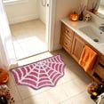 thumbnail image 5 of Yhmxh Halloween Spider Web Bathroom Rug, 15.75×23.62 Inch Web Shaped Bath Mat, Soft Absorbent Non‑Slip Plush Floor Mat, Spooky Decorative Rug for Bathroom Bedroom Halloween Home Decoration, 5 of 6