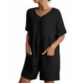 thumbnail image 2 of Htigea Clearance Women's Summer Casual Sleeveless Romper Loose Spaghetti Strap Overalls Shorts Jumpsuit with Pockets 2025 Clothes Black,L, 2 of 7
