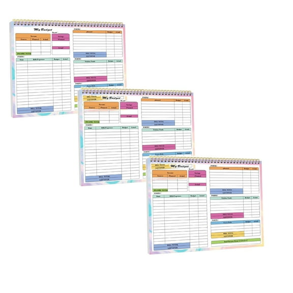 Colorful Monthly Budget Planner 2025-2026, Spiral Budget Planner and Monthly Bill Organizer with Stickers, Monthly Bill Organizer, Bill Book Organizer, Bill Tracker Notebook, Budgeting Book 3PCS