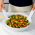 thumbnail image 3 of TP 12" Melamine Salad Bowl Set with Fork and Spoon, Large Mixing Bowl with Utensils, Dishwasher Safe, White, 3 of 6