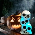thumbnail image 7 of Halloween Spooky LED Light & Sound Stacked Skulls Icon Statuette, 7-in Battery-Operated Figure Home Table Glow Creepy Centerpiece Party Favor Haunted House Prop Decor Gift with EBK Bag, 7 of 7
