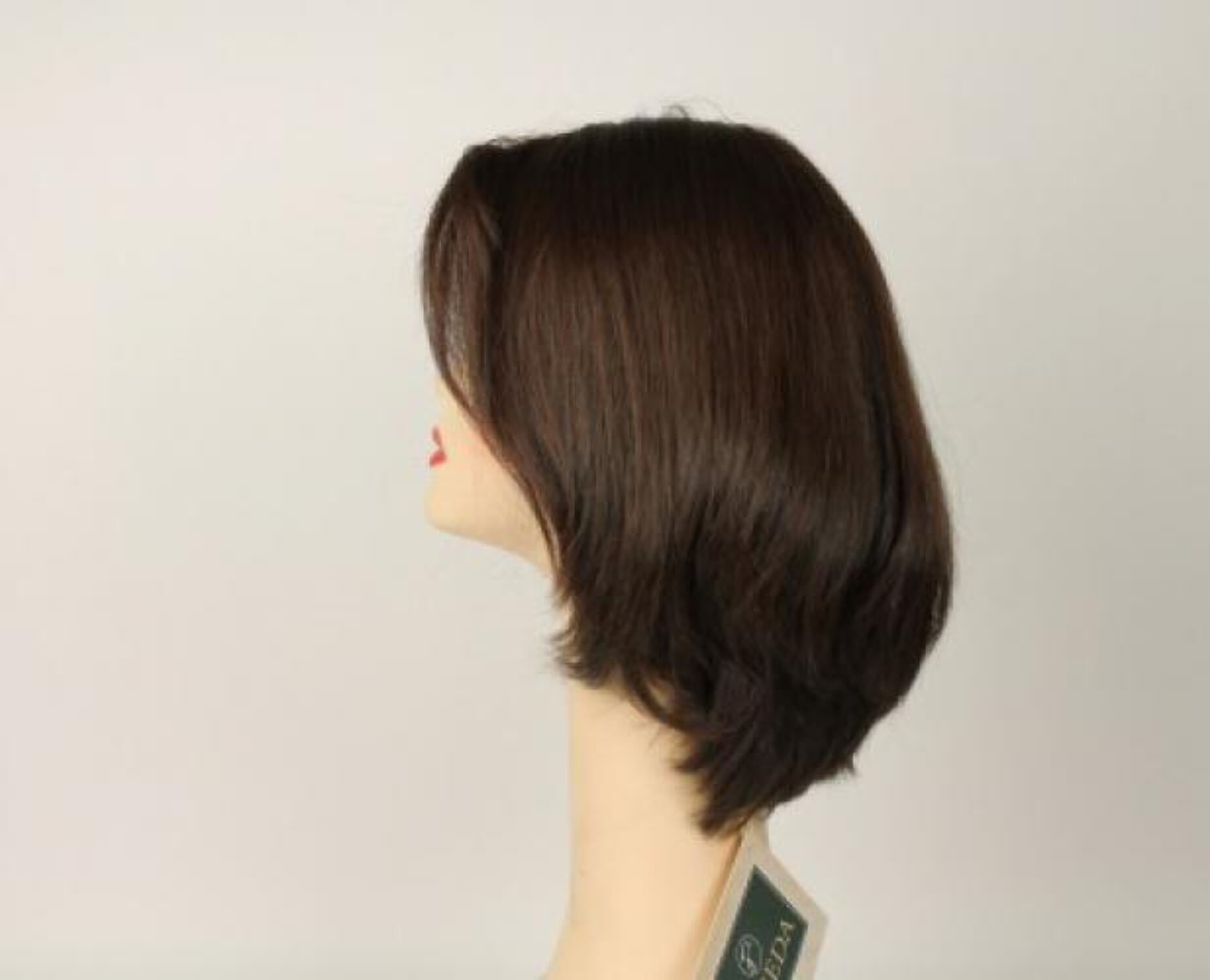 European Human Hair Freeda Wig Liberty Brown With Red Highlights Skin Top Size L