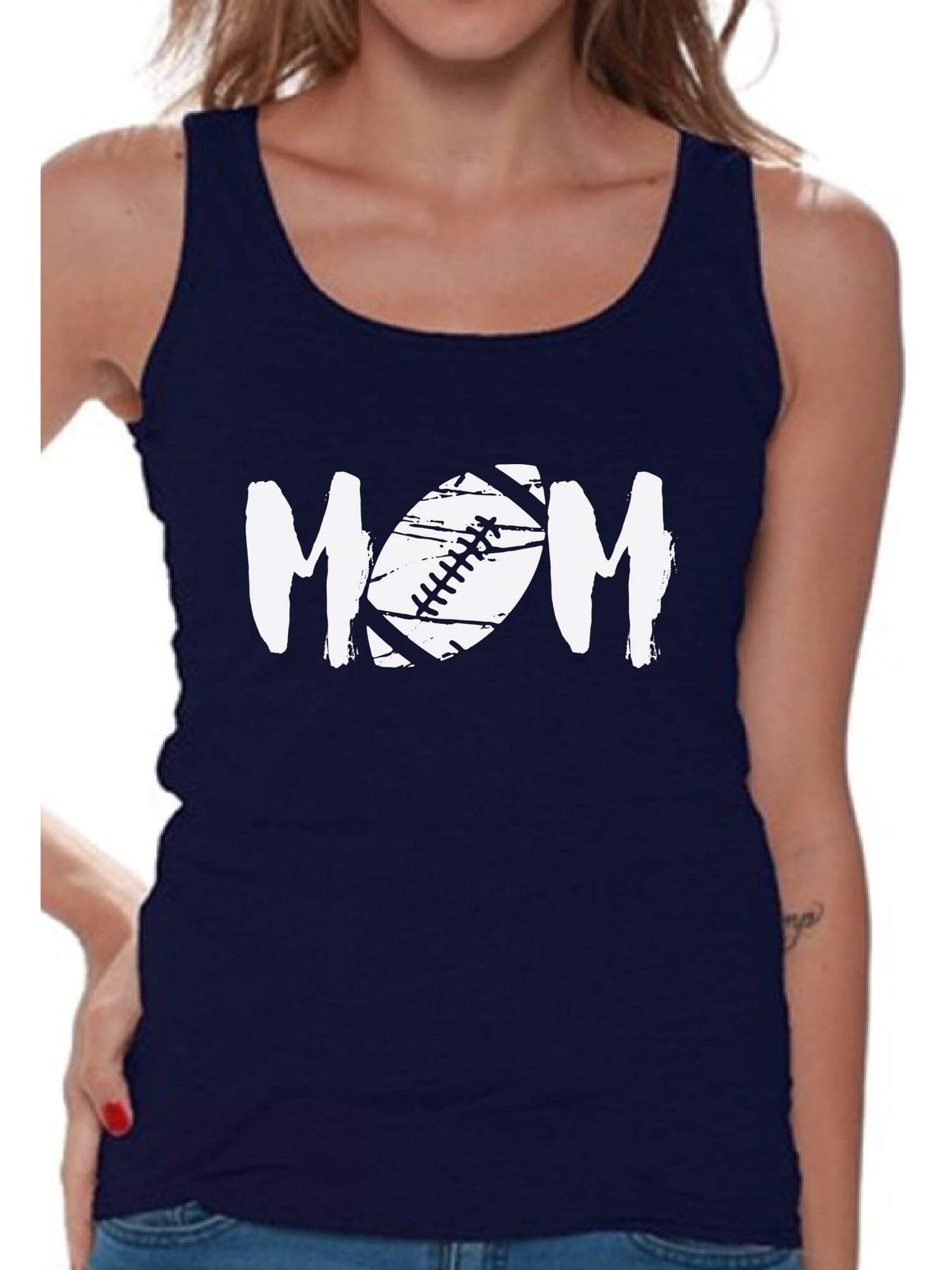 Awkward Styles Women's MOM Football Mom Graphic Tank Tops White