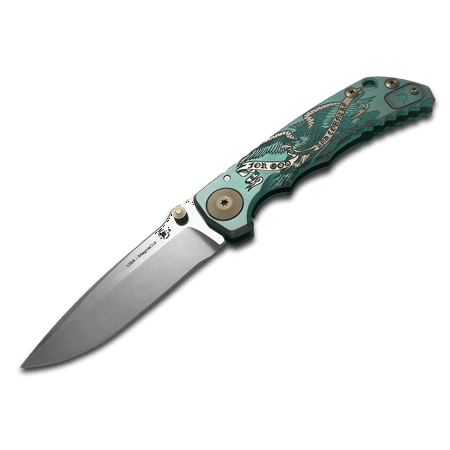 SPARTAN BLADES Harsey Folder SF5 Green God & Country Titanium CPM MagnaCut Pocket Knife