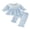 Blue, variant on RUINIXCW Toddler Baby Girl Fall Outfits Casual Plaid Doll Collar Long Sleeve Tops with Ruffled Trim Pants 2 Pcs Set