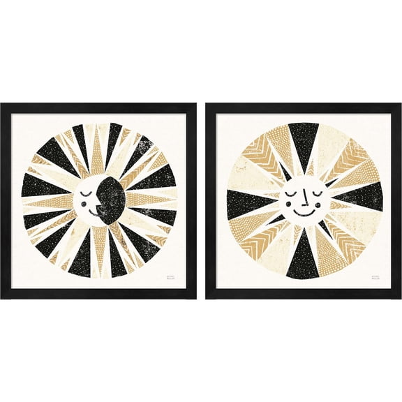 Great Art Now Moonshine& Sunshine Black Gold by Michael Mullan, 2 Piece Framed Art Set Each 13"W x 13"H