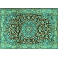 thumbnail image 1 of Ahgly Company Indoor Rectangle Medallion Turquoise Blue Traditional Area Rugs, 6' x 9', 1 of 4