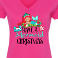 thumbnail image 4 of Inktastic Have a Mermaid Christmas with Crab and Seashell Women's V-Neck T-Shirt, 4 of 5