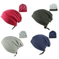thumbnail image 4 of Satin Lined Sleep Cap Hair Cover Bonnet Adjustable Elastic Silky Slouchy Skull Beanie Solid Color Night Sleeping Hat, 4 of 19