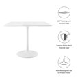 thumbnail image 7 of Bowery Hill 35. 5" Square Modern Wood Top Dining Table in White, 7 of 7