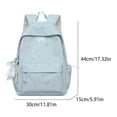 thumbnail image 2 of Solid Color School Backpack, Bow Embroidery Backpack with Pendant, Lightweight Breathable Bookbag for Middle School College, Blue, 2 of 9