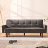 Aukfa 75" Square Arm Futon Sofa Bed Convertible Couch for Home Office, Wooden Legs, Linen, Gray