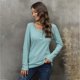 thumbnail image 3 of Womens Casual T-shirt Fashion Button V-Neck Tee Top Long Sleeves Shirts Top Summer Autumn T-shirt Slim-Fit Tee Shirts blue gray XXL, 3 of 5