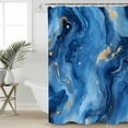 thumbnail image 4 of Abstract Marble Texture Shower Curtain Set ，Waterproof Fabric Shower Curtains Gradient Blue Gold Art Shower Curtains for Bathroom,Bathroom Decor 54x"78", 4 of 6