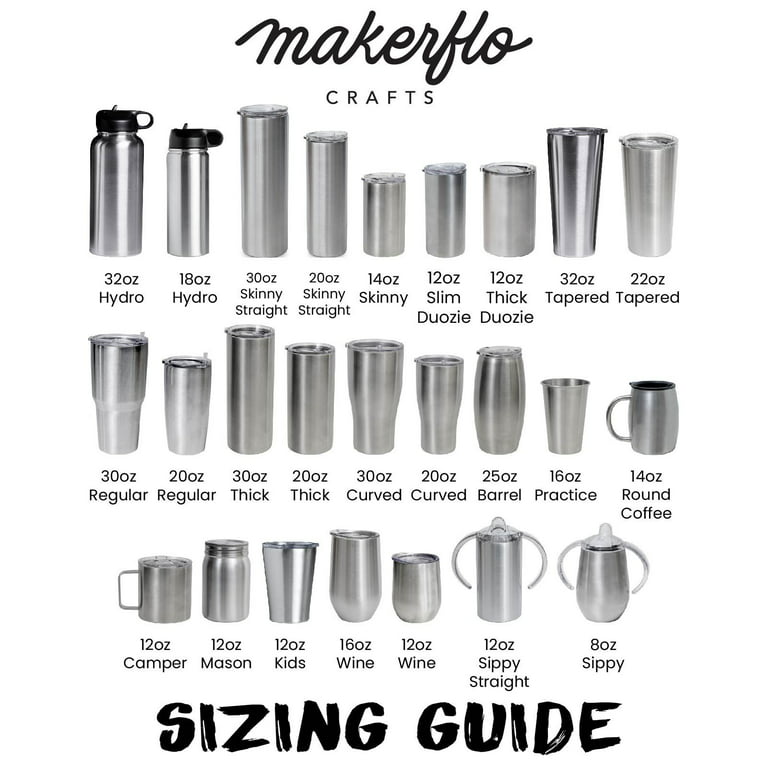 MakerFlo Crafts Barrel Tumbler, Stainless Steel, Case of 25, 25oz