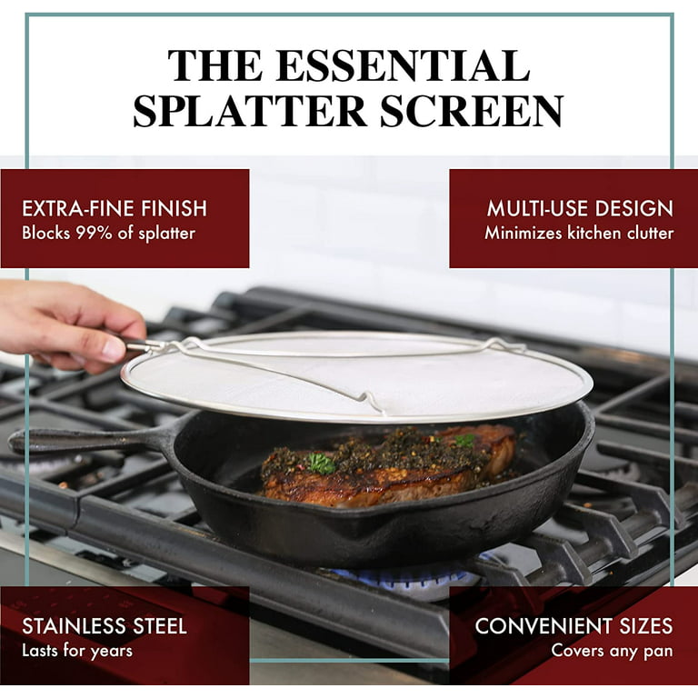 Pro Chef Kitchen Tools Stainless Steel Grease Splatter Screen - Eliminate  Mess and Prevent Hot Oil Burns and Stains When Pan Frying Bacon or Sauteing  With Instant Pot As a Replacement Lid –
