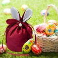 thumbnail image 5 of Taotanxi 5.5"X5" Red Round Bottom Easter Bunny Ear Velvet Jewelry Basket Easter Candy Bags With Drawstring for Easter Party Decorations Cookie Snack Packing, 5 of 6