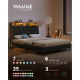 thumbnail image 3 of VASAGLE Cadre de Lit à LED Taille Grand, Tête de Lit de Rangement et Station de Charge, Cadre de Lit Grand avec 2 Prises CA, 1 Port USB, 1 Port Type-C, Pas Besoin de Sommier, Noir Encre et Brun Rustique URMB841B01, 3 of 5