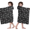 thumbnail image 4 of Black Gothic Skull Cat Pattern Hooded Bath Towel，50"x30" for Ages 3 To 12 Kids, Quick Dry Lightweight Soft Microfiber Hood Beach Towel Cover Up for Kids, 4 of 7