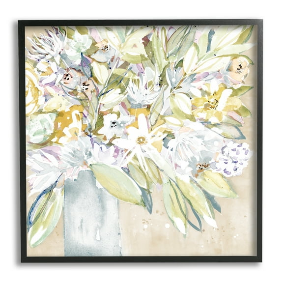 Stupell Industries Abstract Soft Bouquet Botanical & Floral Painting Black Framed Art Print Wall Art, 12 x 12
