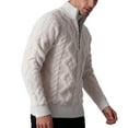 thumbnail image 5 of Kalauyu Mens Quarter-Zip Pullover Sweater Casual Mock Neck Cable Knitted Winter Warm Chunky Sweaters, 5 of 7