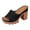 Black, variant on Platform Heels for Women Lug Sole Open Toe Slip on Sandals Flower Embroidery Band Chunky Heeled Backless Pumps Shoes White Size 9