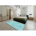 thumbnail image 5 of Ahgly Company Machine Washable Indoor Square Transitional Tron Blue Area Rugs, 5' Square, 5 of 7