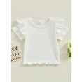 thumbnail image 2 of FEORJGP Toddler Girls Fly Sleeve T-Shirts Kids Baby Crew Neck Shirts Solid Color Ribbed Knit Tops Littel Girl Summer Casual Fashion Clothes, 2 of 9