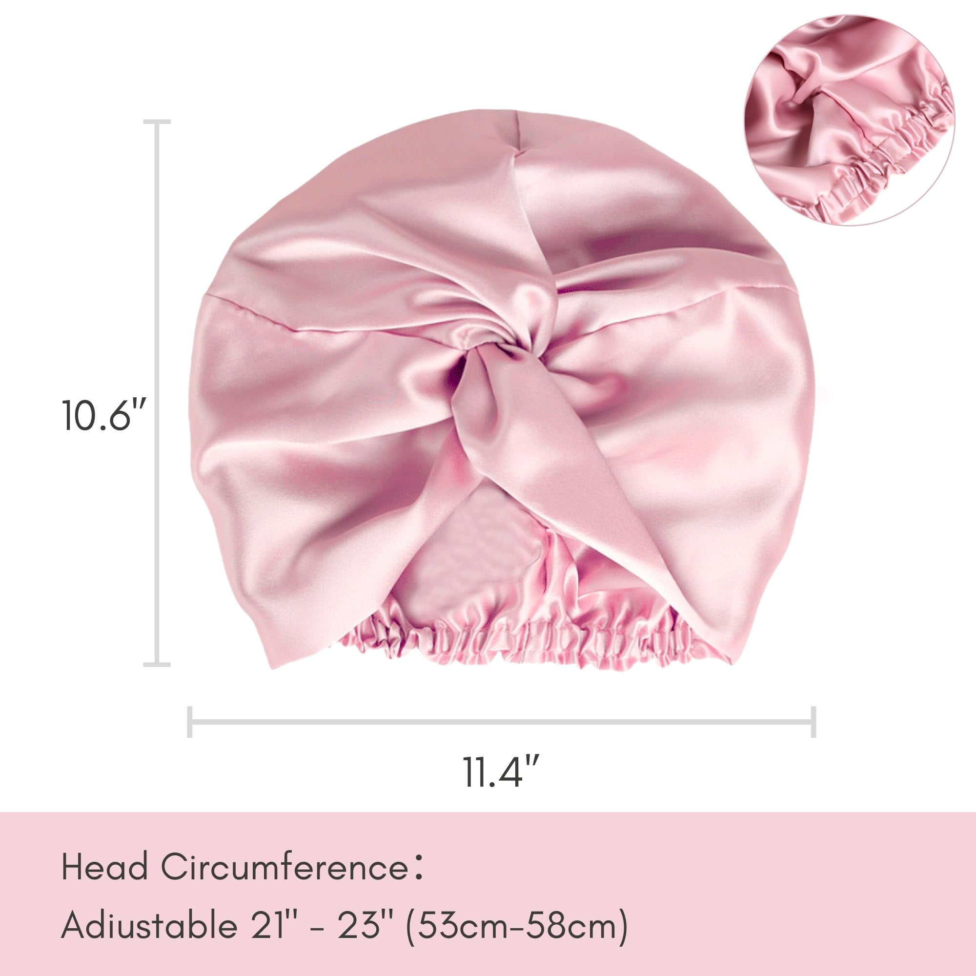 SusanSilk Premium Double-Layered Mulberry Silk Bonnet Cap, 19 Momme, Twist Flower Design